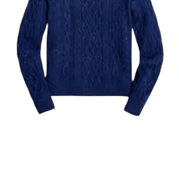 J. Crew Donegal Cable Knit Crew Nevk Sweater Navy XL - Picture 12 of 12